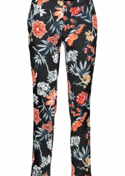 bonprix Hosen|Bekleidung·Kleider^7/8-Stretch-Hose schwarz geblümt