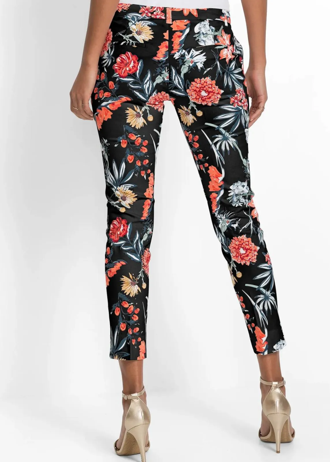 bonprix Hosen|Bekleidung·Kleider^7/8-Stretch-Hose schwarz geblümt