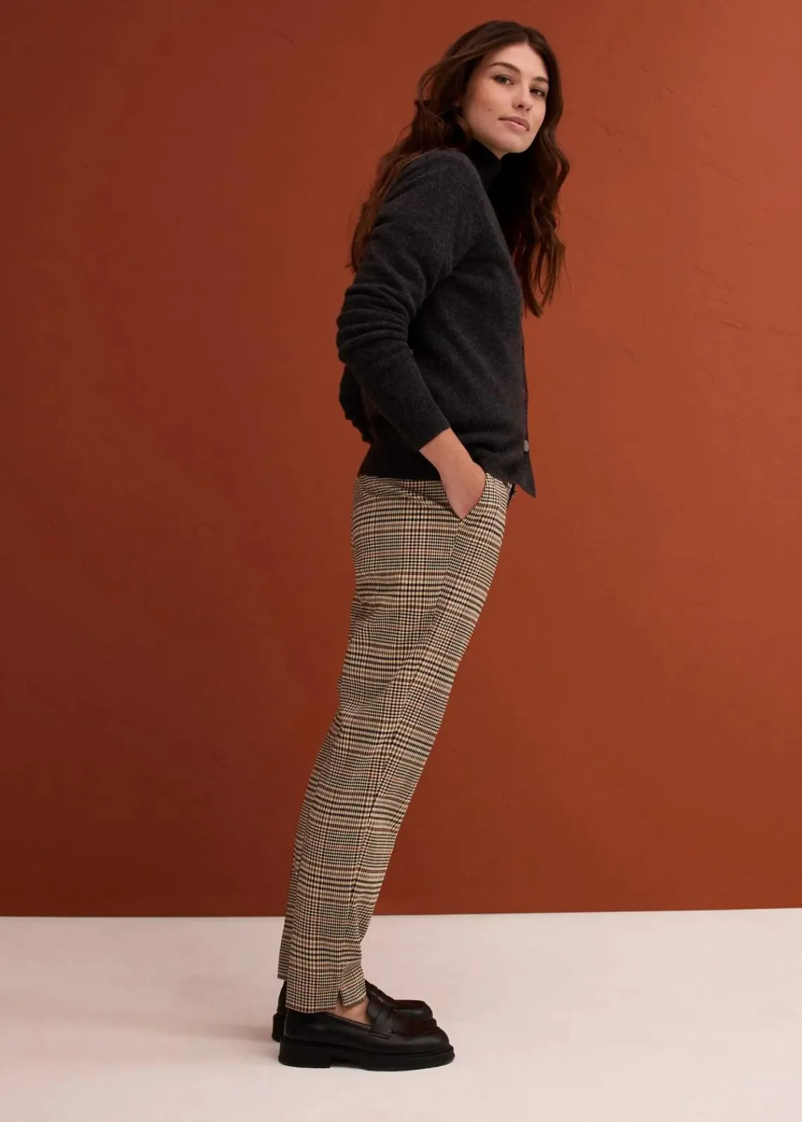 bonprix Bekleidung·Kleider|Hosen^Stretch-Hose hellbraun kariert
