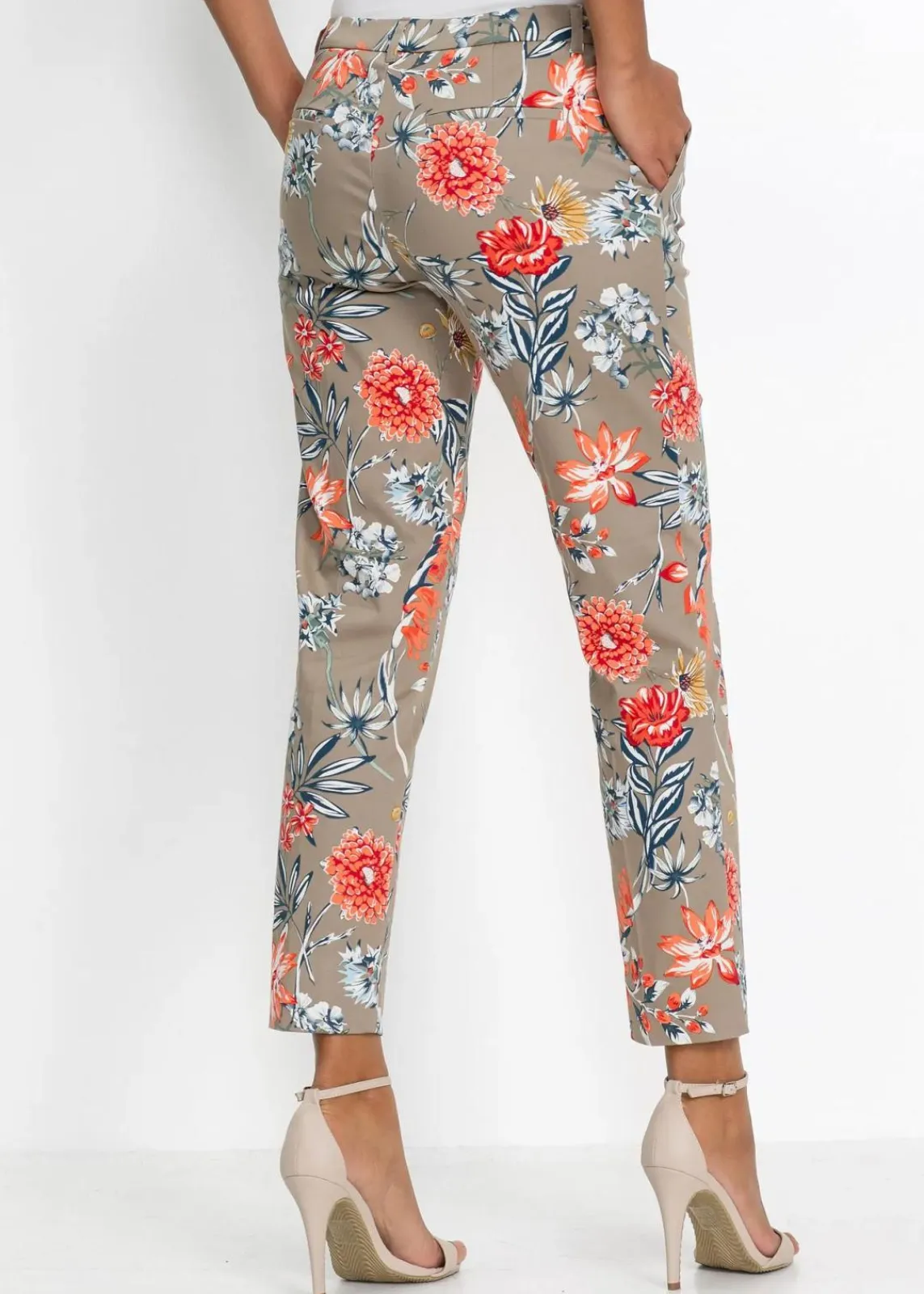 bonprix Bekleidung·Kleider|Hosen^7/8-Stretch-Hose taupe geblümt