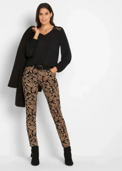 bonprix Bekleidung·Kleider|Hosen^Stretch-Hose bedruckt schwarz paisley