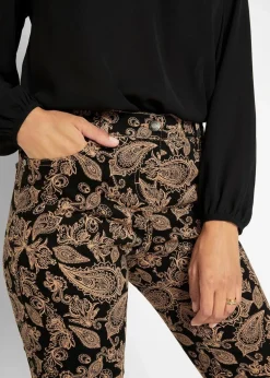 bonprix Bekleidung·Kleider|Hosen^Stretch-Hose bedruckt schwarz paisley