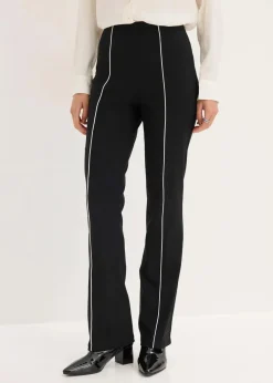 bonprix Bekleidung·Kleider|Hosen^Stretch-Hose flared aus Bengalin schwarz/wollweiß