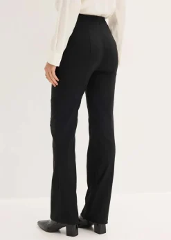 bonprix Bekleidung·Kleider|Hosen^Stretch-Hose flared aus Bengalin schwarz/wollweiß