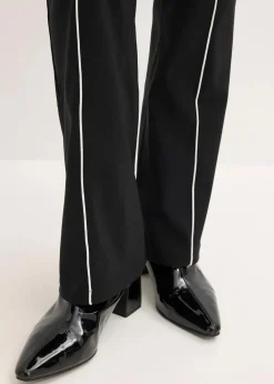 bonprix Bekleidung·Kleider|Hosen^Stretch-Hose flared aus Bengalin schwarz/wollweiß