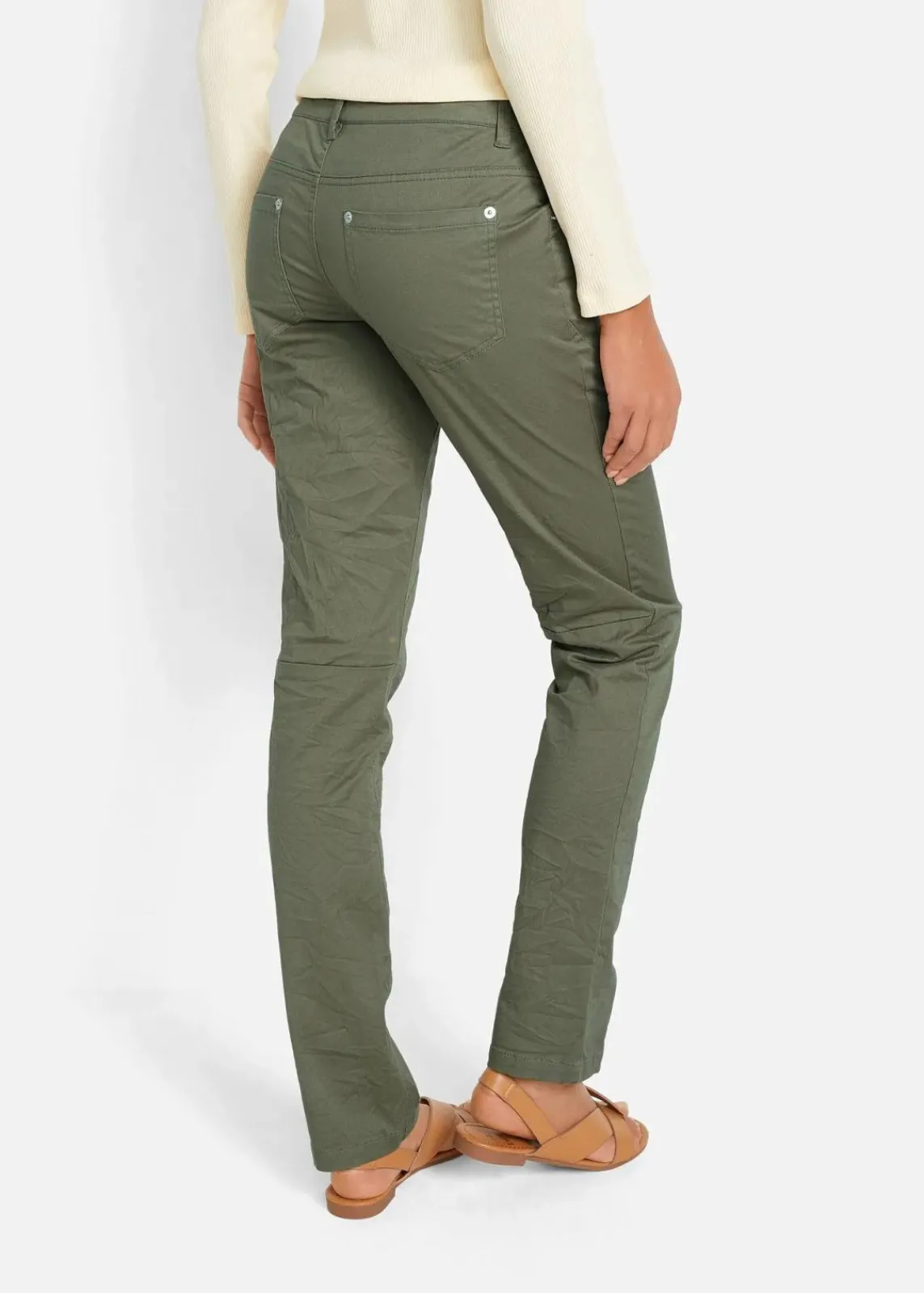 bonprix Hosen|Kurzgrößen^Stretch-Hose mit Crash-Effekt oliv