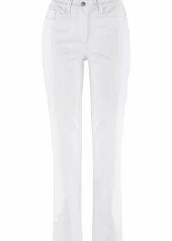 bonprix Hosen|Bekleidung·Kleider^Stretchhose mit geradem Bein, Mid Waist weiß