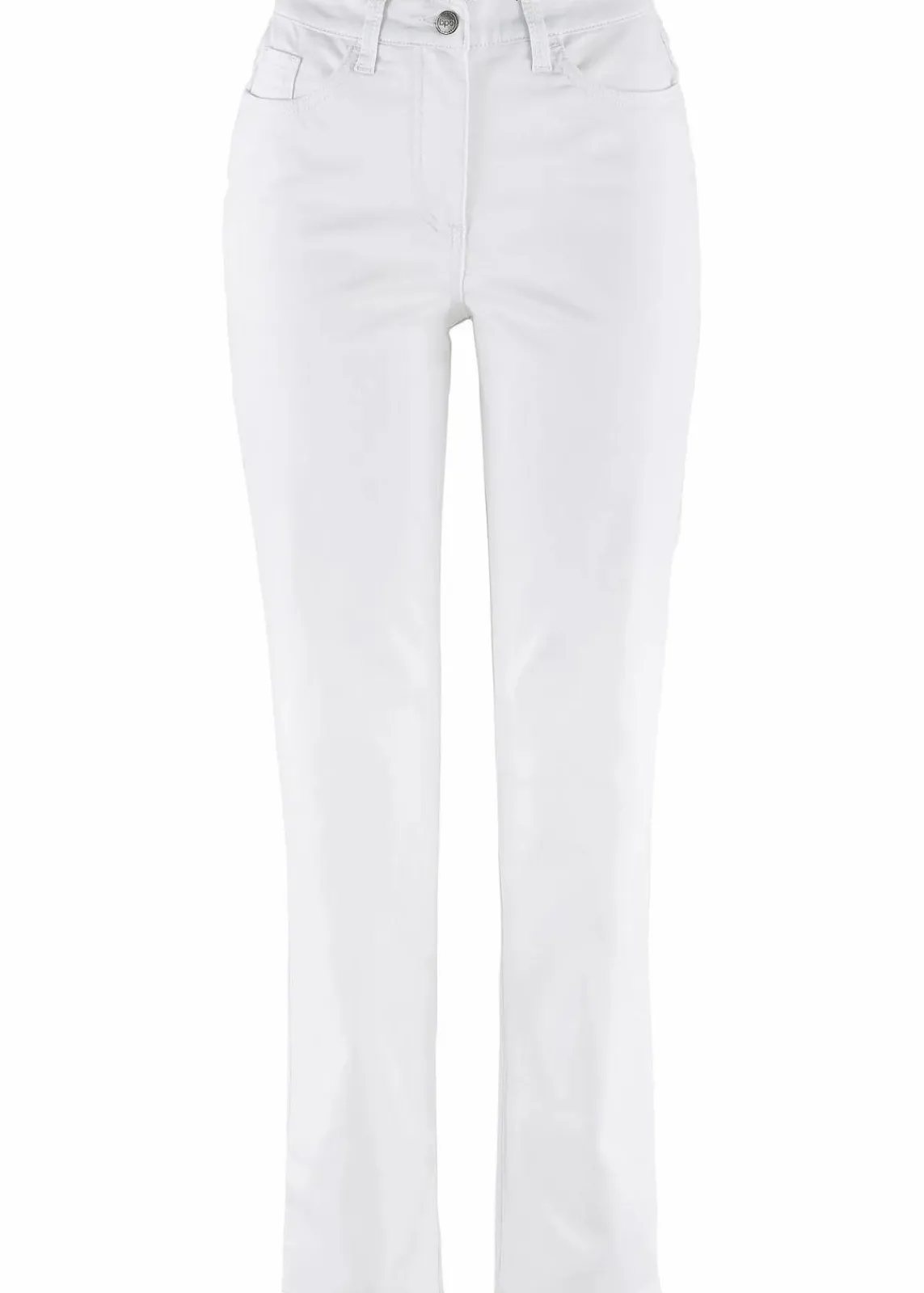 bonprix Hosen|Bekleidung·Kleider^Stretchhose mit geradem Bein, Mid Waist weiß