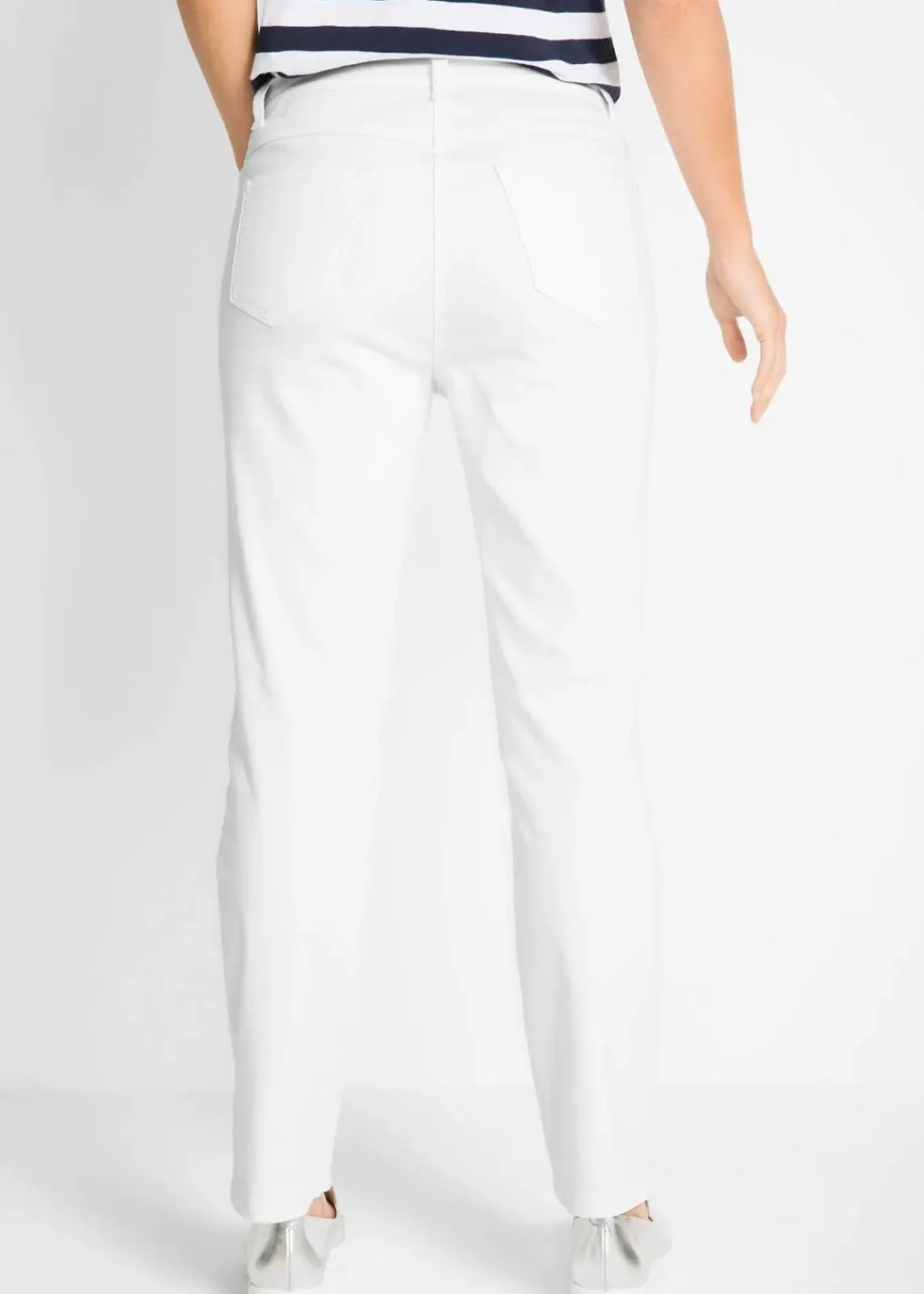 bonprix Hosen|Bekleidung·Kleider^Stretchhose mit geradem Bein, Mid Waist weiß