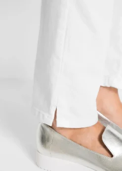 bonprix Hosen|Bekleidung·Kleider^Stretchhose mit geradem Bein, Mid Waist weiß