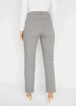 bonprix Bekleidung·Kleider|Hosen^Stretchhose mit geradem Bein, Mid Waist silbergrau