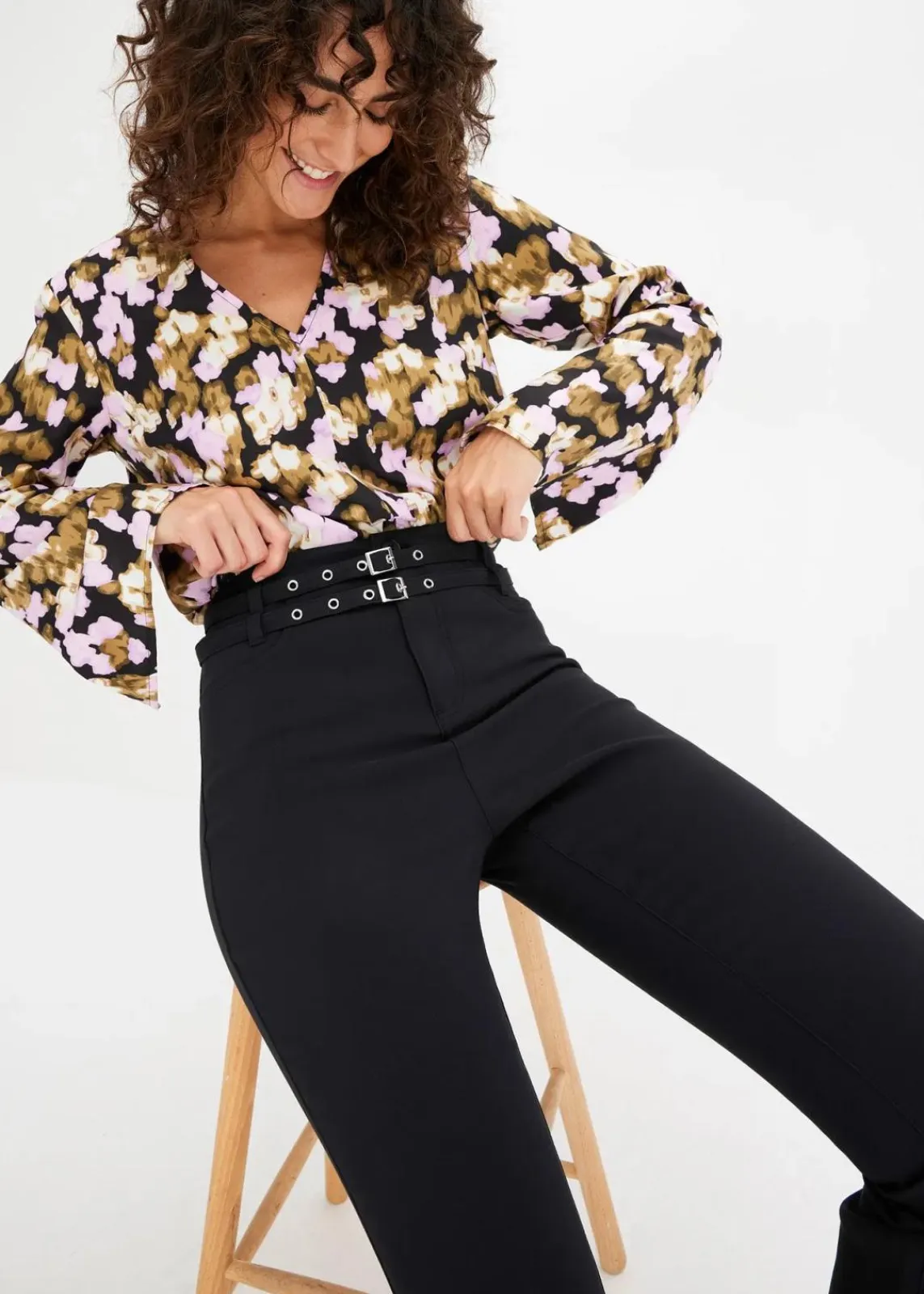 bonprix Bekleidung·Kleider|Hosen^Stretch-Hose mit Gürtel (2-tlg. Set) schwarz