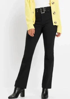 bonprix Bekleidung·Kleider|Hosen^Stretch-Hose mit Gürteldetails schwarz
