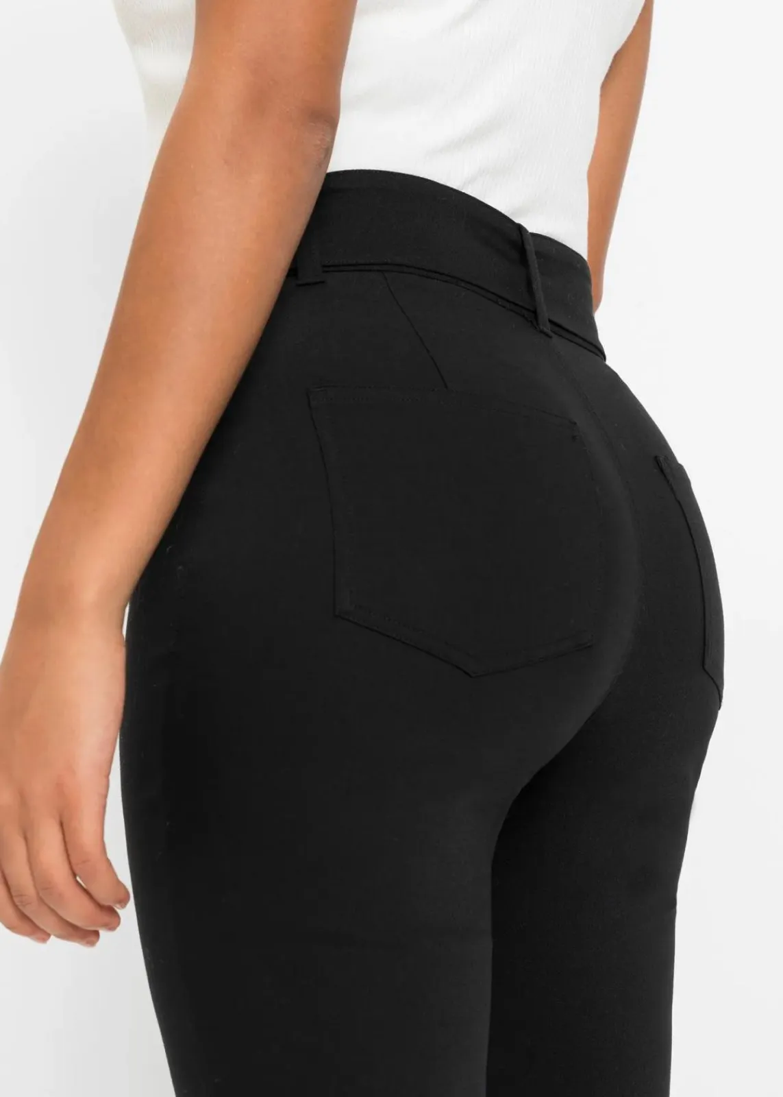 bonprix Bekleidung·Kleider|Hosen^Stretch-Hose mit Gürteldetails schwarz