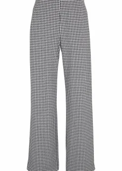 bonprix Bekleidung·Kleider|Hosen^Stretch-Hose mit Hahnentrittmuster, Wide leg schwarz / weiss kariert