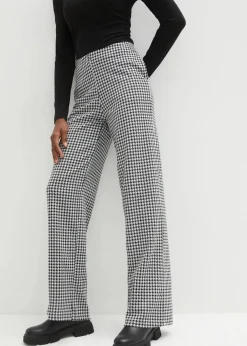 bonprix Bekleidung·Kleider|Hosen^Stretch-Hose mit Hahnentrittmuster, Wide leg schwarz / weiss kariert