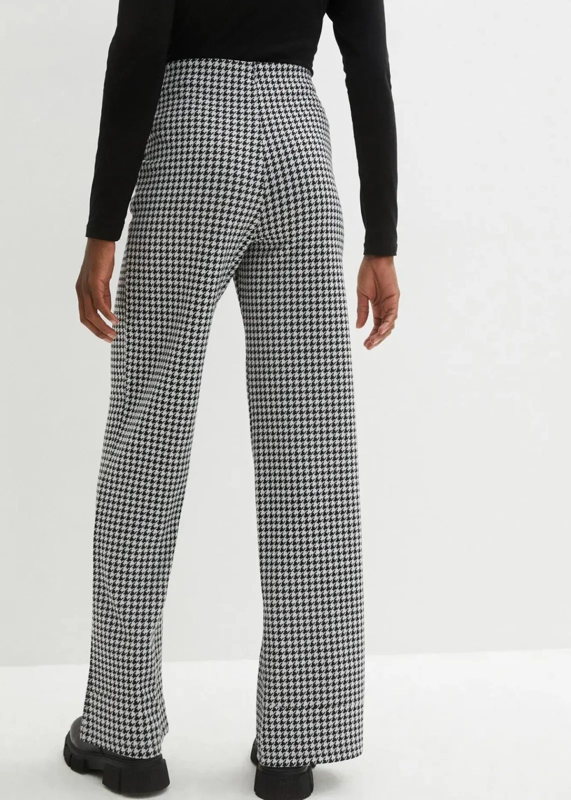 bonprix Bekleidung·Kleider|Hosen^Stretch-Hose mit Hahnentrittmuster, Wide leg schwarz / weiss kariert