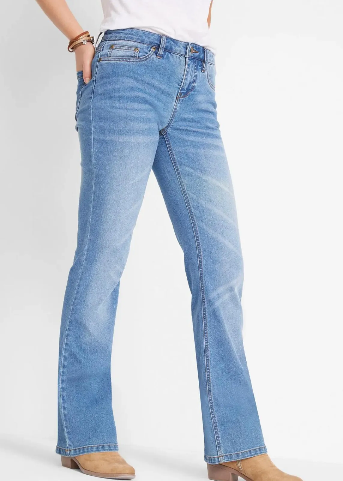 bonprix Bekleidung·Shirts & Tops|Jeans^Stretch-Jeans BOOTCUT hellblau used