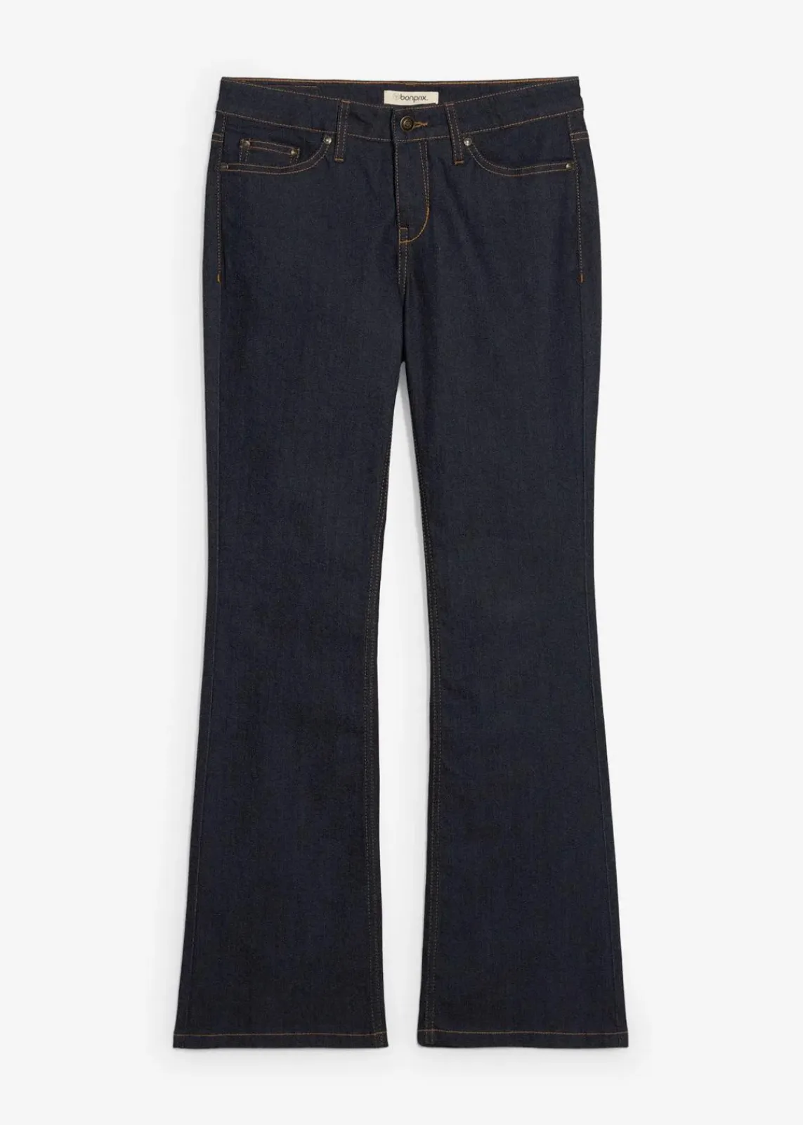 bonprix Kurzgrößen|Jeans^Stretch-Jeans BOOTCUT tiefblau denim ungewaschen