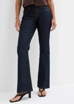 bonprix Kurzgrößen|Jeans^Stretch-Jeans BOOTCUT tiefblau denim ungewaschen