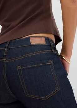 bonprix Kurzgrößen|Jeans^Stretch-Jeans BOOTCUT tiefblau denim ungewaschen