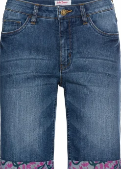 bonprix Shorts|Jeans^Stretch-Jeans-Bermuda mit farbigem Umschlag blau used
