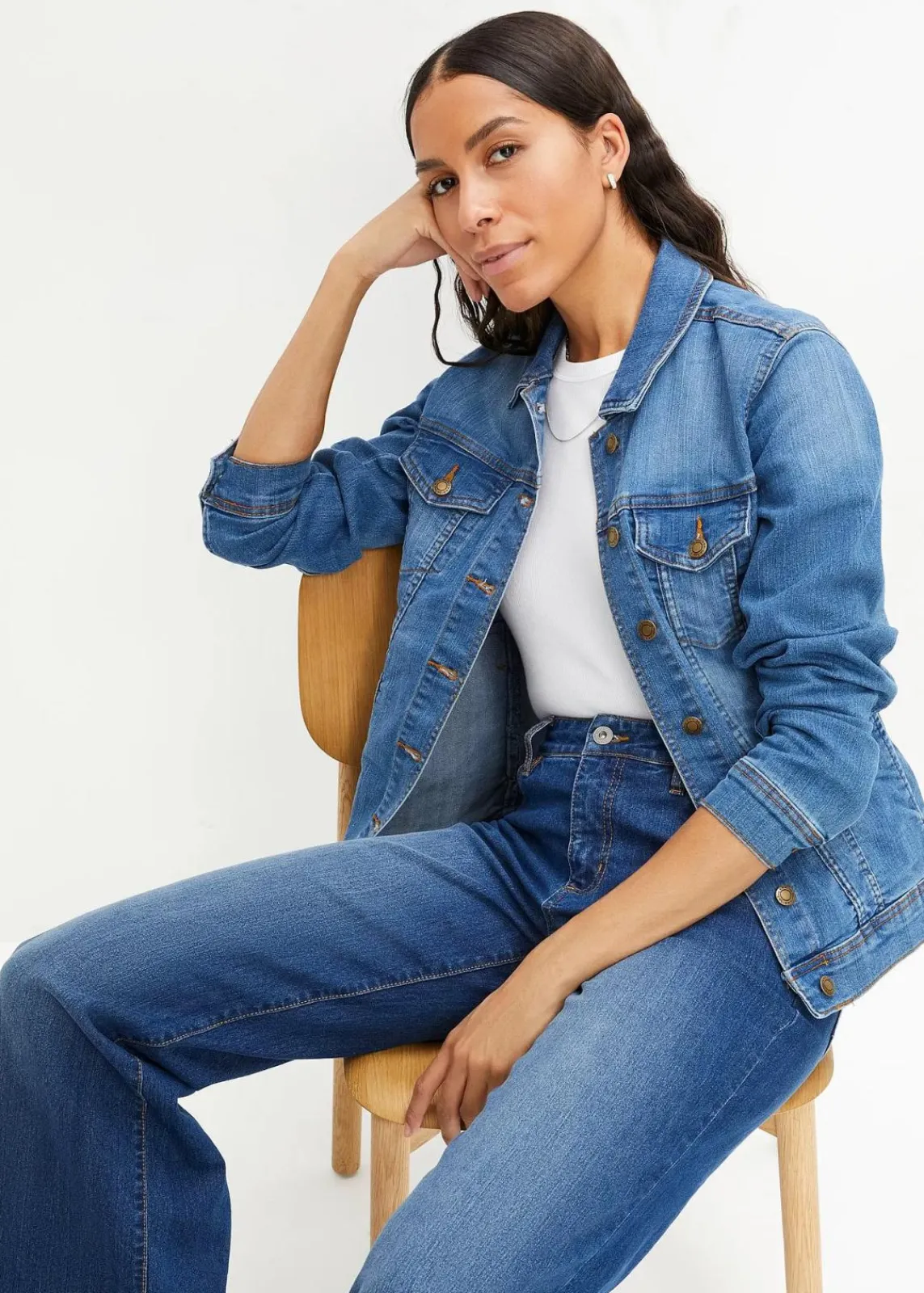 bonprix Bekleidung·Hosen|Jacken & Mäntel^Stretch-Jeansjacke, Basic blau