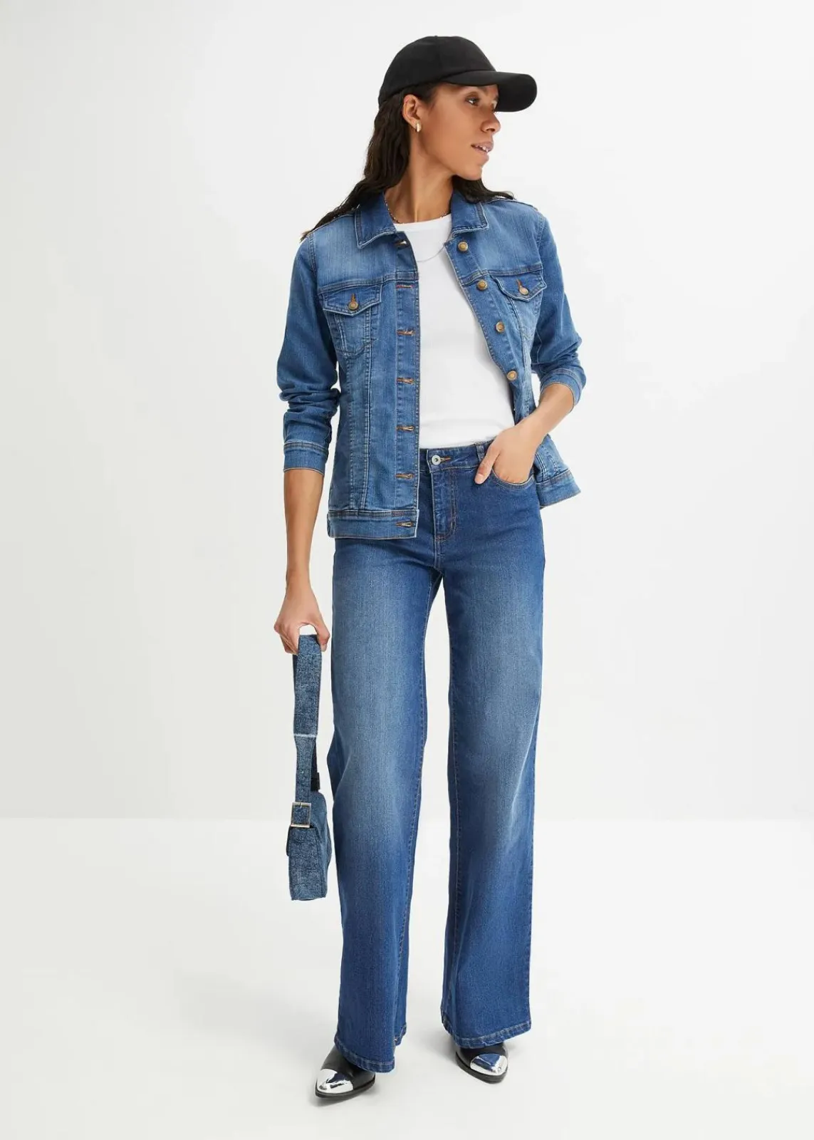 bonprix Bekleidung·Hosen|Jacken & Mäntel^Stretch-Jeansjacke, Basic blau
