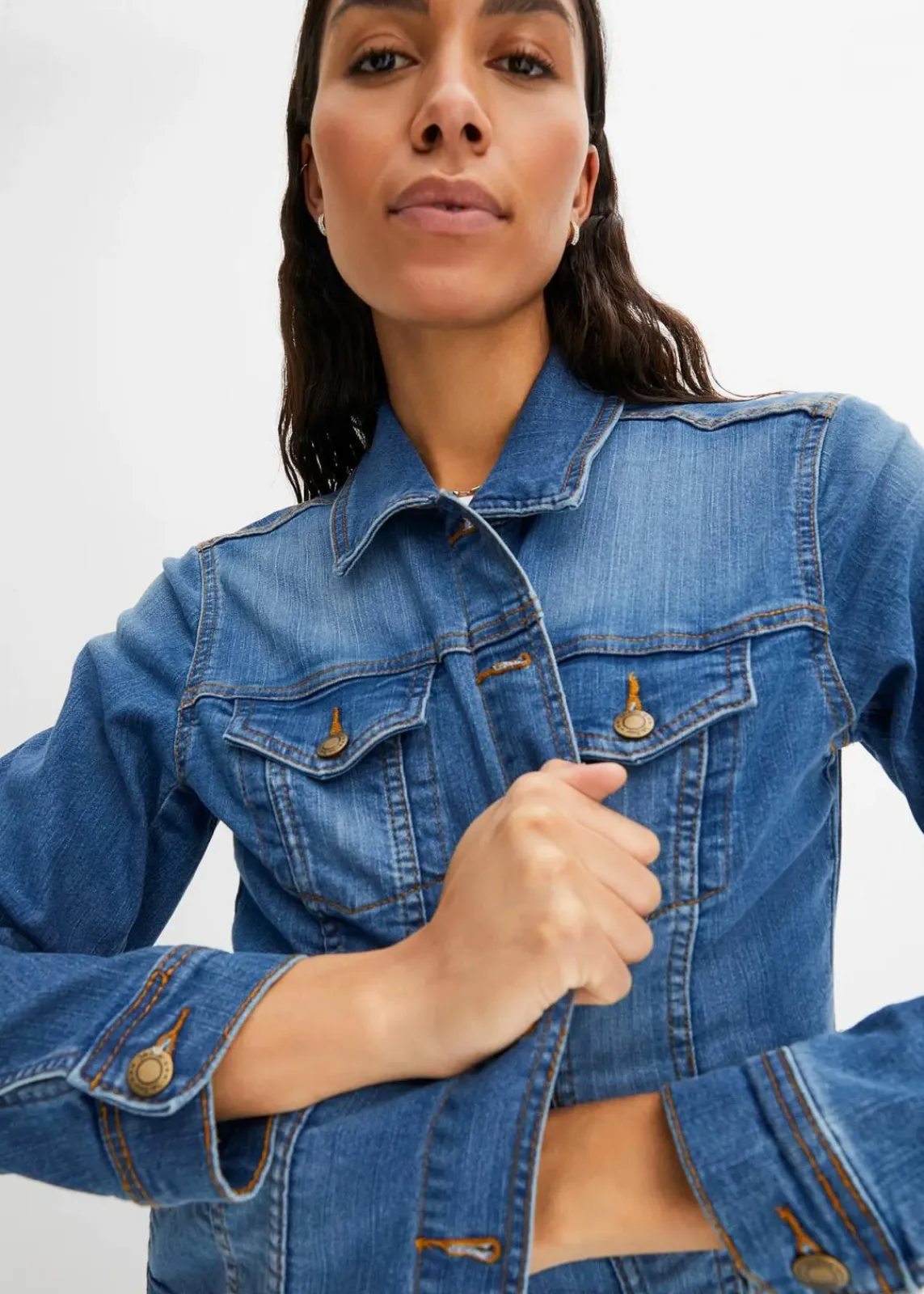 bonprix Bekleidung·Hosen|Jacken & Mäntel^Stretch-Jeansjacke, Basic blau