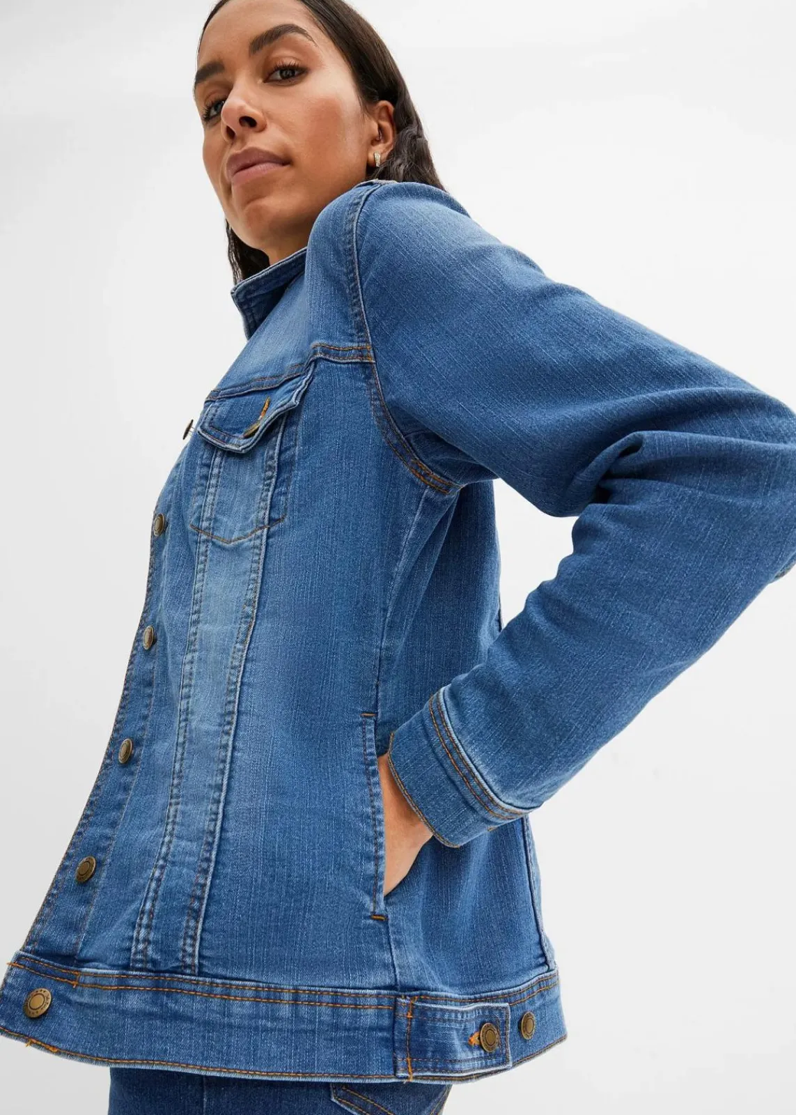 bonprix Bekleidung·Hosen|Jacken & Mäntel^Stretch-Jeansjacke, Basic blau