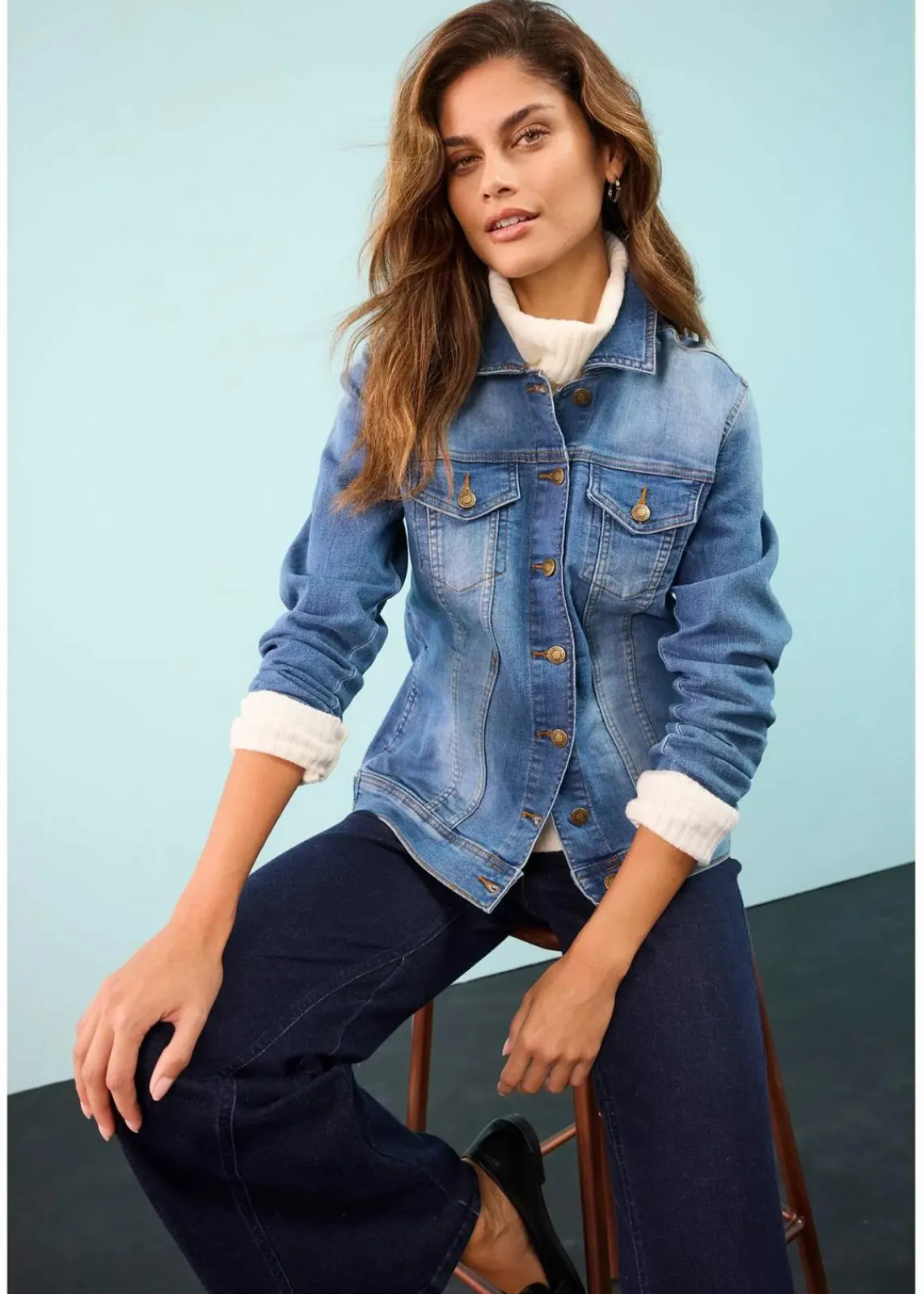 bonprix Bekleidung·Hosen|Jacken & Mäntel^Stretch-Jeansjacke, Basic blau