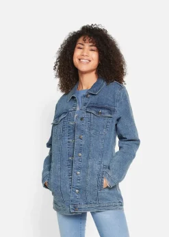 bonprix Bekleidung·Hosen|Jacken & Mäntel^Stretch-Jeansjacke, Boyfriend blau denim used