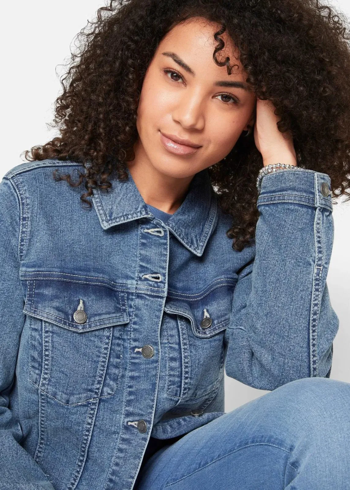 bonprix Bekleidung·Hosen|Jacken & Mäntel^Stretch-Jeansjacke, Boyfriend blau denim used