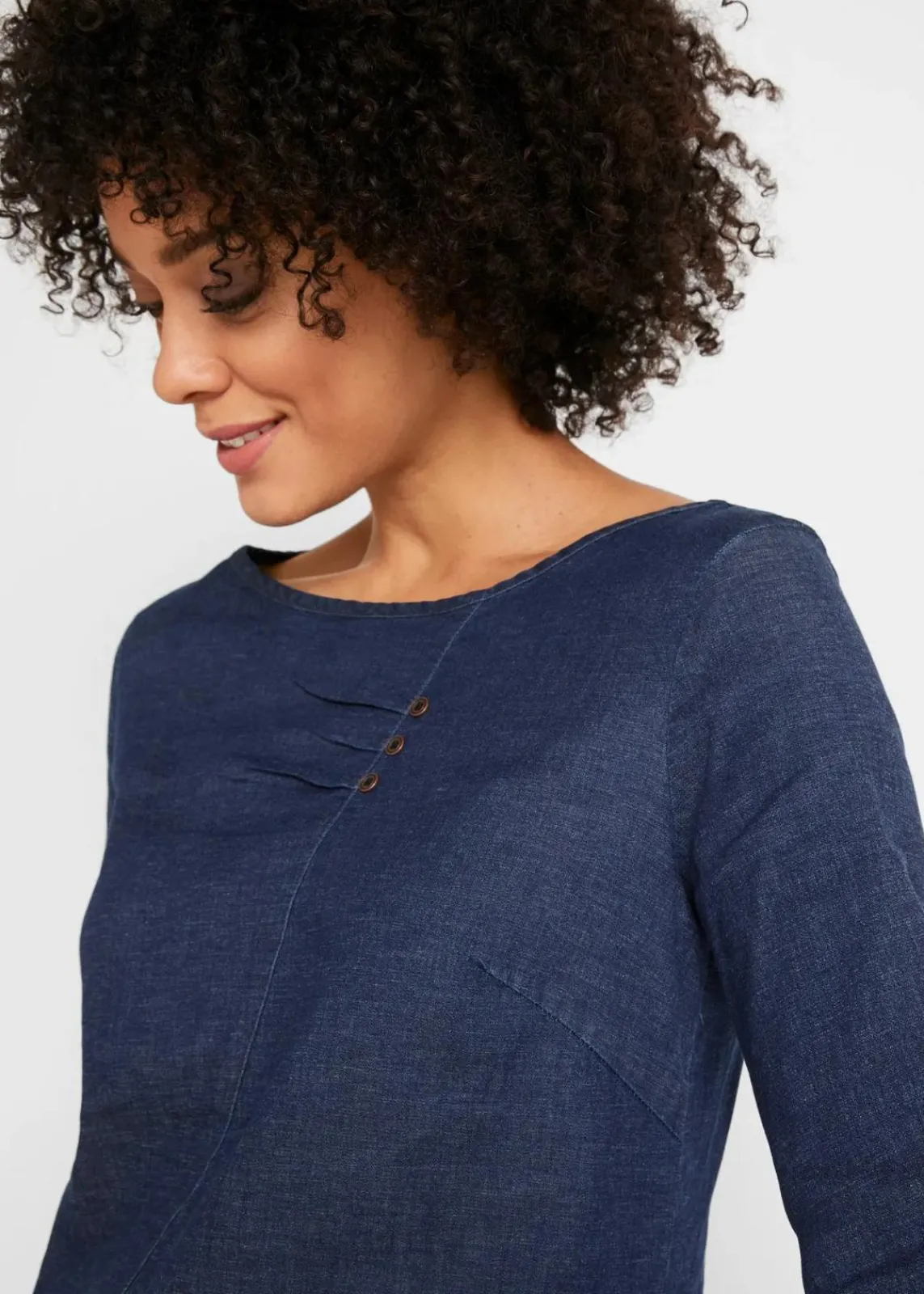 bonprix Bekleidung·Pullover & Strickjacken|Kleider^Stretch-Jeanskleid dunkelblau