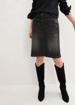 bonprix Bekleidung·Sportbekleidung|Röcke^Stretch-Jeansrock schwarz denim used