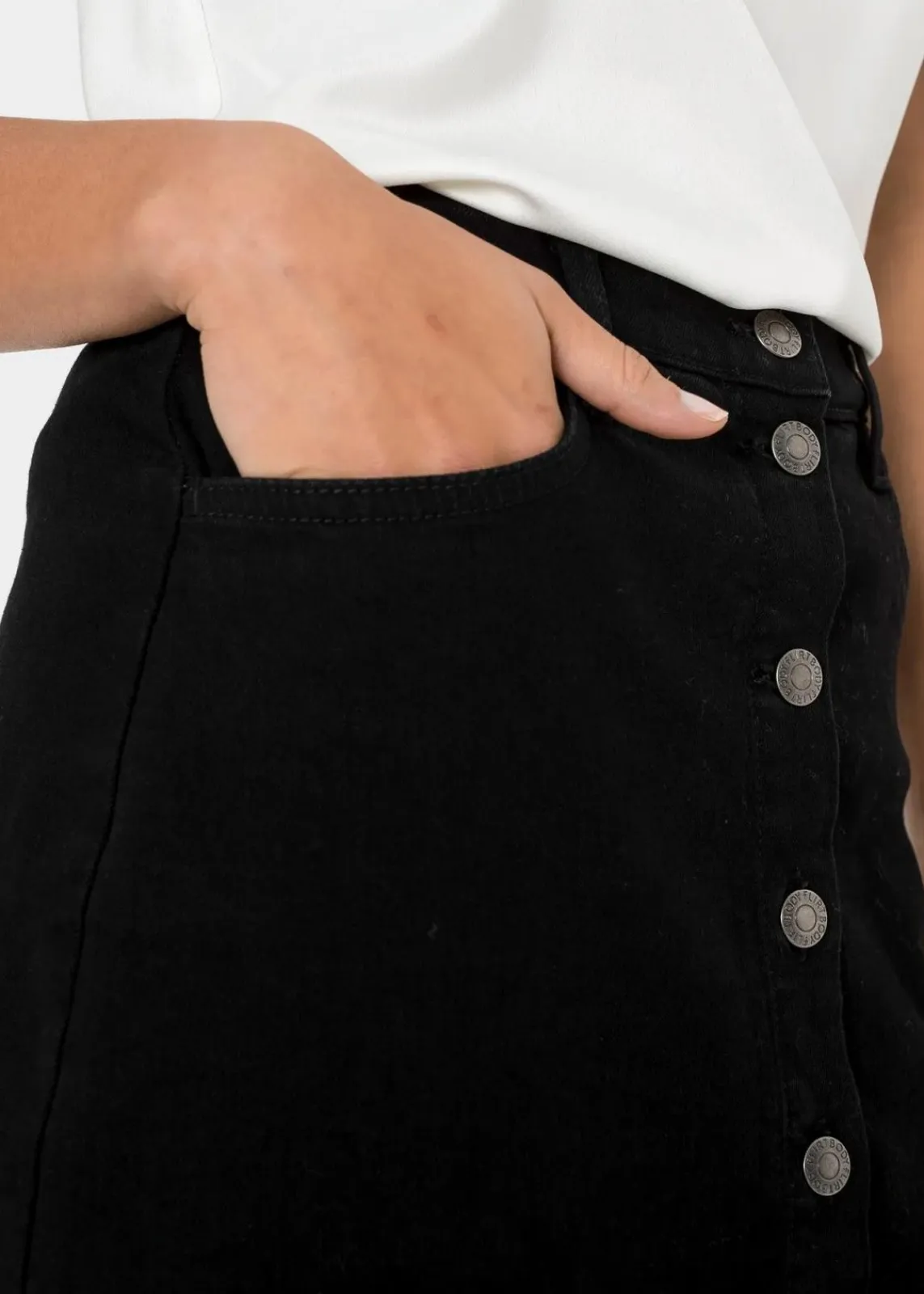 bonprix Bekleidung·Sportbekleidung|Röcke^Stretch-Jeansrock schwarz denim