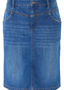 bonprix Röcke|Bekleidung·Sportbekleidung^Stretch-Jeansrock blau denim used