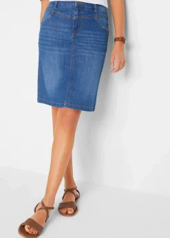 bonprix Röcke|Bekleidung·Sportbekleidung^Stretch-Jeansrock blau denim used