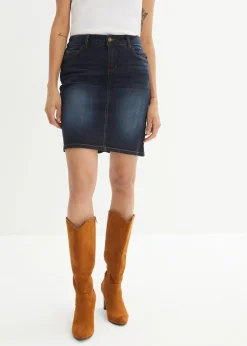 bonprix Bekleidung·Sportbekleidung|Röcke^Stretch-Jeansrock dunkelblau used