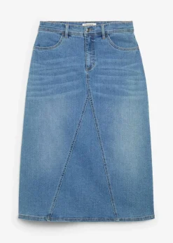 bonprix Röcke|Bekleidung·Sportbekleidung^Stretch-Jeansrock, High Waist mittelblau denim used
