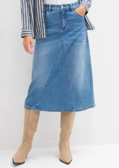 bonprix Röcke|Bekleidung·Sportbekleidung^Stretch-Jeansrock, High Waist mittelblau denim used