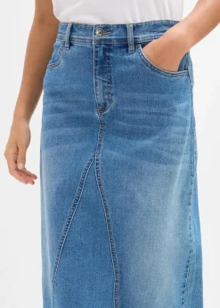 bonprix Röcke|Bekleidung·Sportbekleidung^Stretch-Jeansrock, High Waist mittelblau denim used