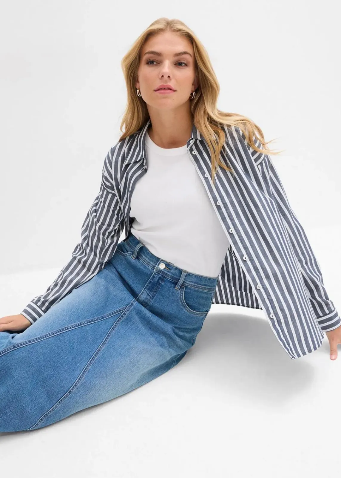 bonprix Röcke|Bekleidung·Sportbekleidung^Stretch-Jeansrock, High Waist mittelblau denim used