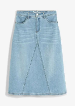 bonprix Bekleidung·Sportbekleidung|Röcke^Stretch-Jeansrock, High Waist hellblau denim used