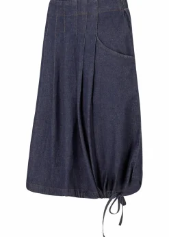 bonprix Bekleidung·Sportbekleidung|Röcke^Stretch-Jeansrock mit Biesen, Bindeband und Bequembund dunkelblau denim
