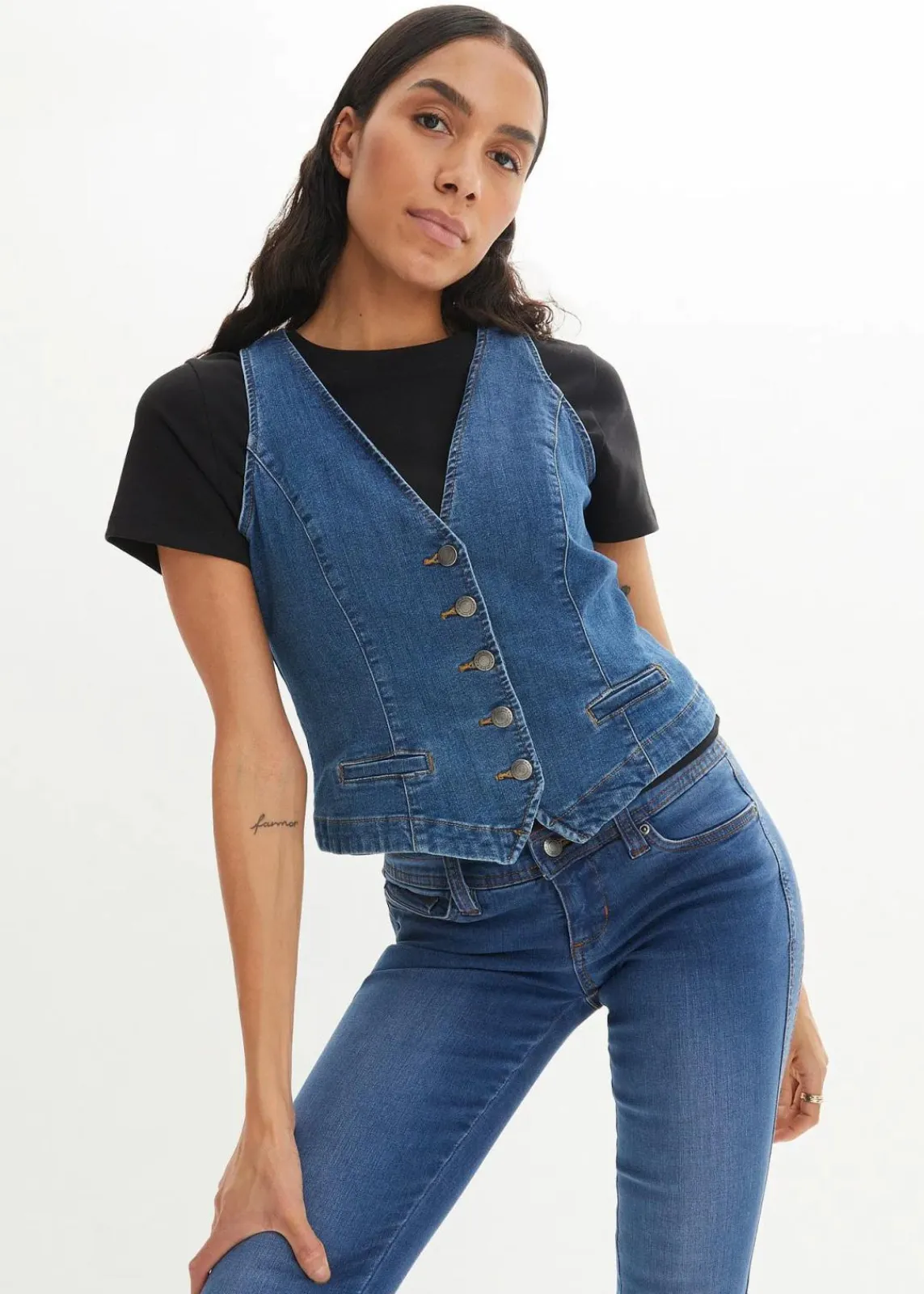 bonprix Bekleidung·Hosen|Jacken & Mäntel^Stretch-Jeansweste blau denim
