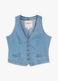 bonprix Jacken & Mäntel|Bekleidung·Hosen^Stretch-Jeansweste hellblau denim