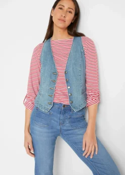 bonprix Jacken & Mäntel|Bekleidung·Hosen^Stretch-Jeansweste hellblau denim