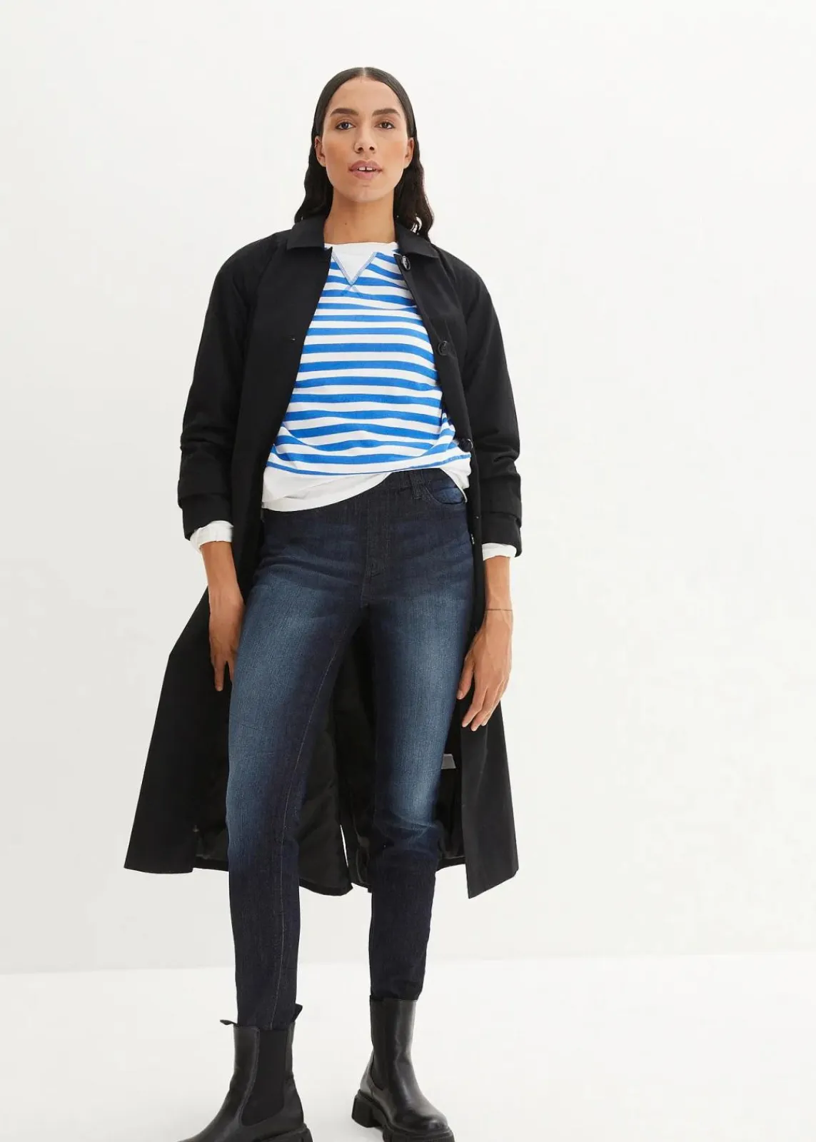 bonprix Bekleidung·Shirts & Tops|Jeans^Stretch-Jeggings dunkelblau used