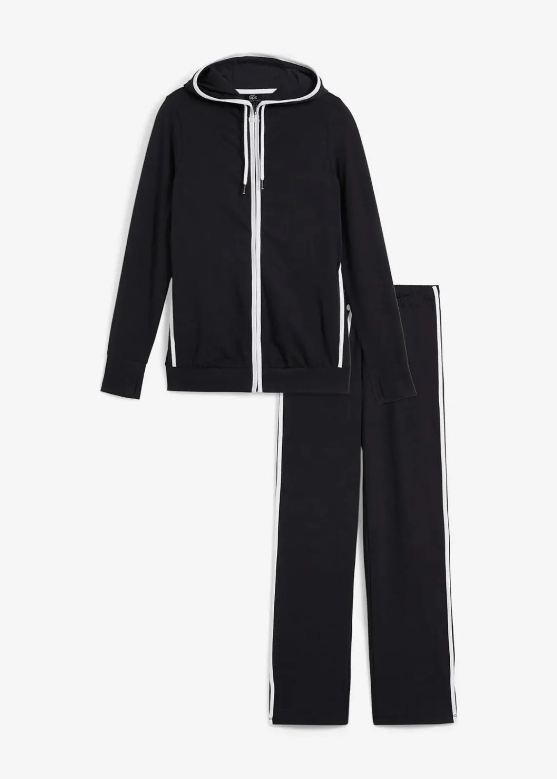 bonprix Hosen|Sweat^Stretch-Jogginganzug aus Baumwolle (2-tlg.Set) schwarz